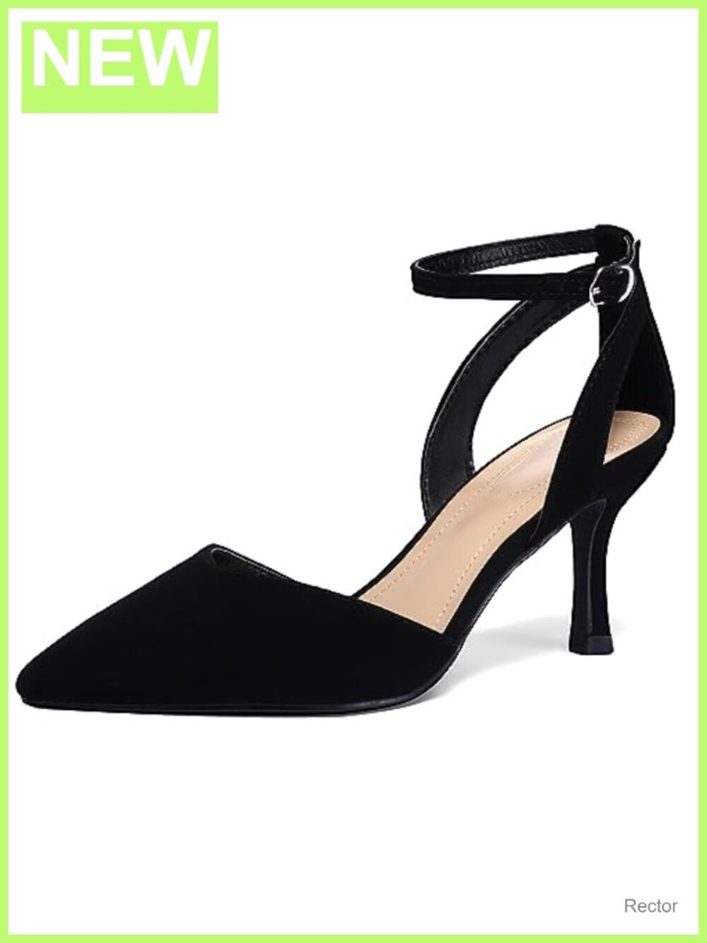 Women's Kitten Heels PU Suede Pointed Toe Ankle Strap Pumps